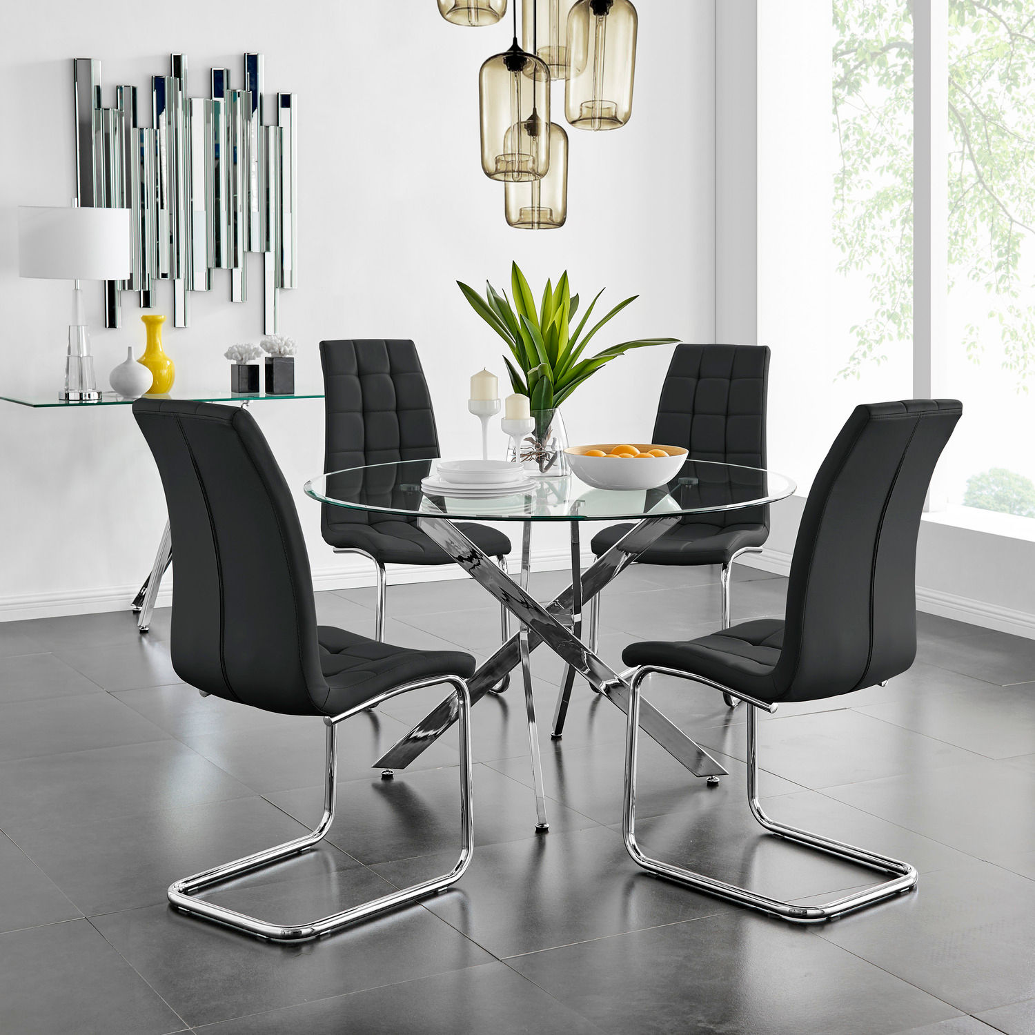 KC FURN-Novara dining set (Black)