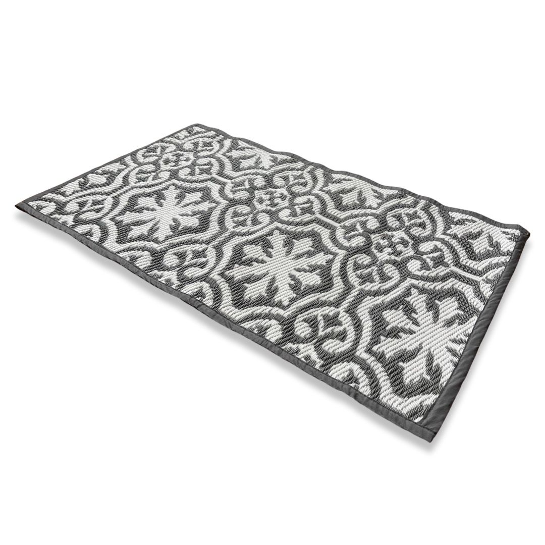 Rug It Up Indoor & Outdoor Plastic Waterproof Reversible Rug - Dark Floral 1 x 0.6m