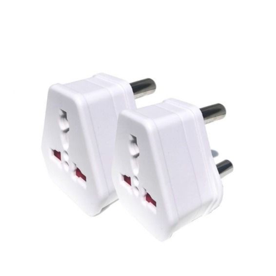 European USA UK Multi Plug to South African Power Converter (2 Pack) - White