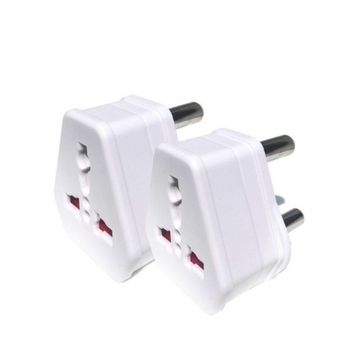 European USA UK Multi Plug to South African Power Converter (2 Pack) - White