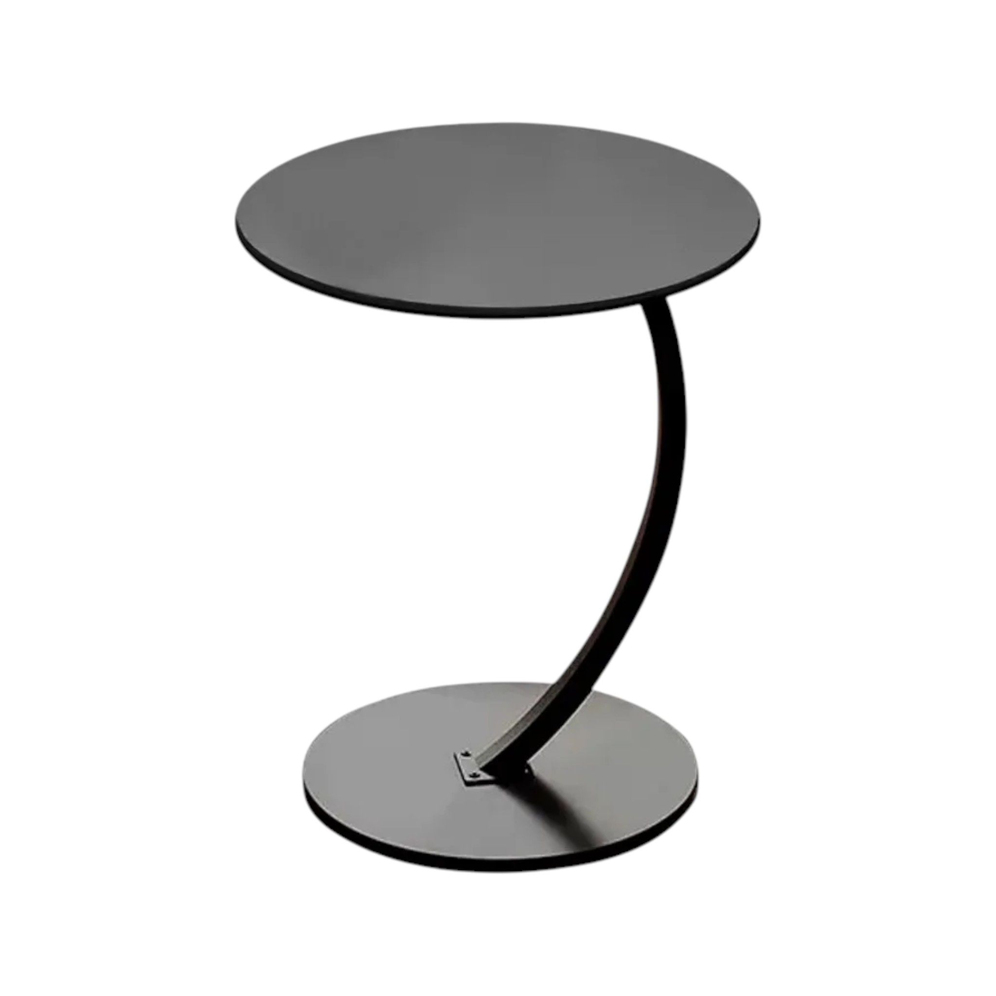 Round C Shaped Wooden Side Table - BLACK