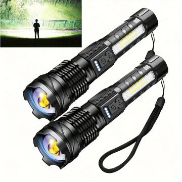 Anyice 2pcs Super Bright LED Flashlights - USB Rechargeable, 7 Modes, Zoomable, Long-Lasting Battery, Ideal for Outdoor Hiking & Camping