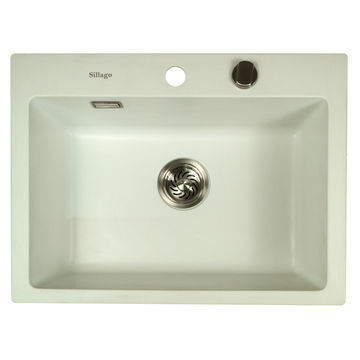 Quinn Small Bowl Quartz Kitchen Sink White - Silver