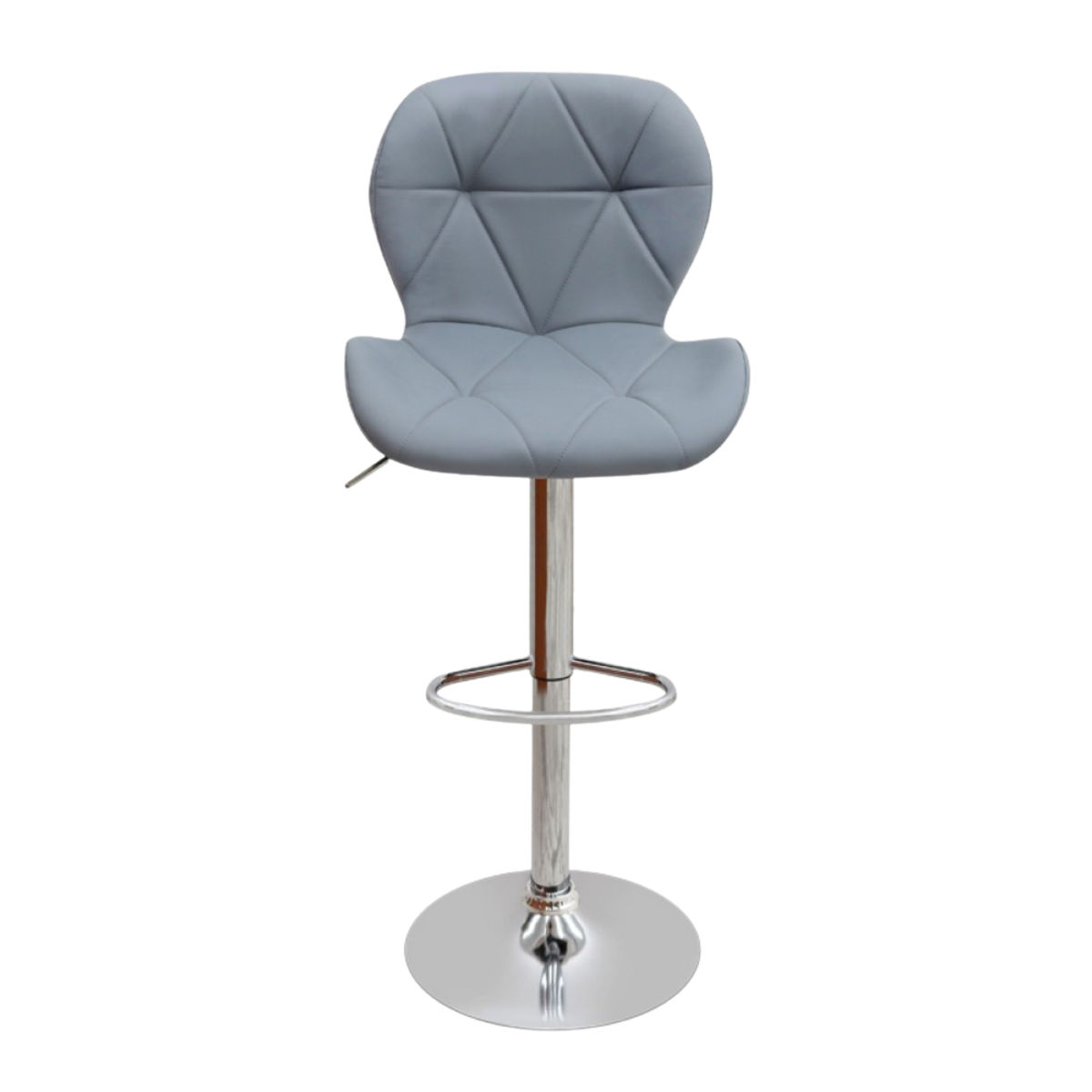 Modern Adjustable Bar Stool - PU Leather and Chrome Base - Grey