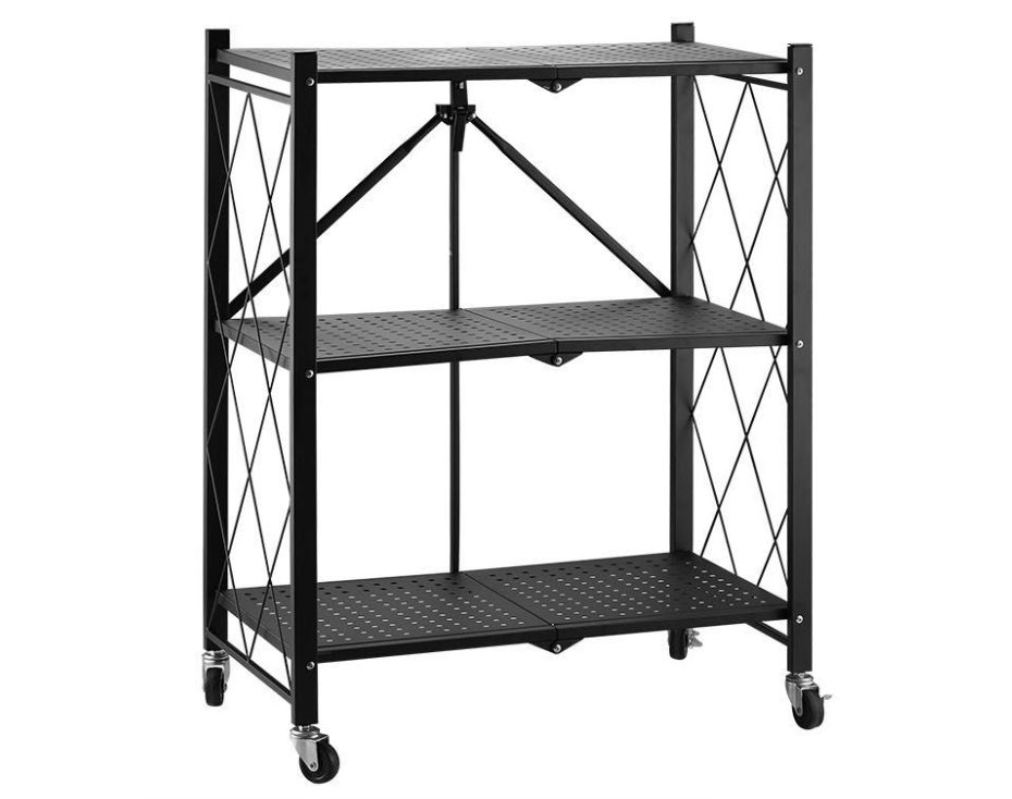 3-Shelf Foldable Storage Shelves with Wheels