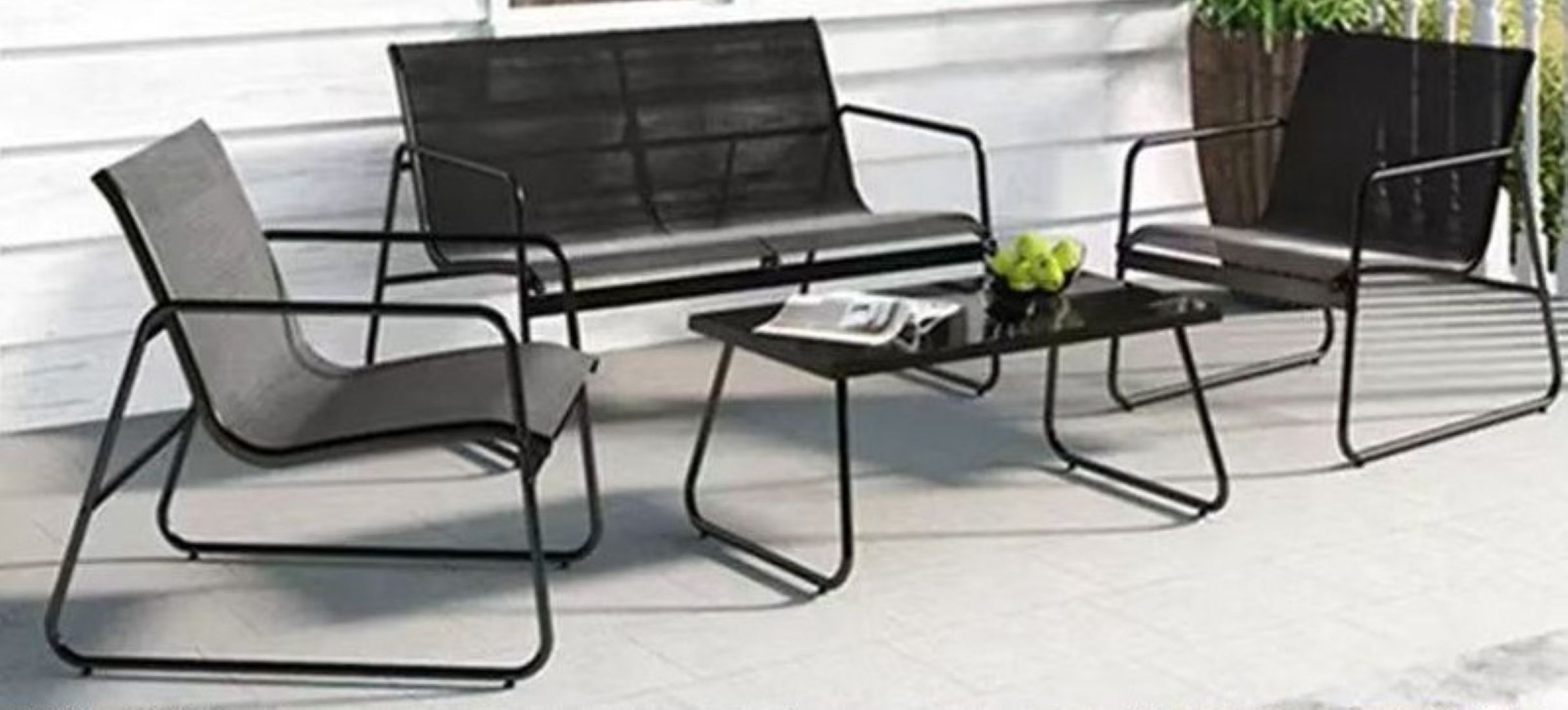 4-Piece Black Mesh Patio Set – Modern Minimalism