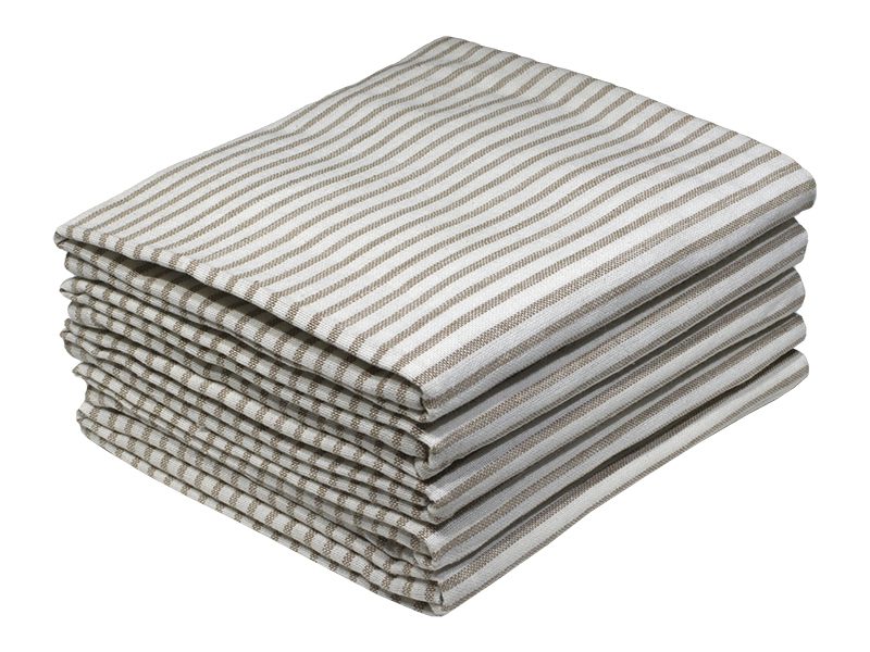 Multipurpose, Easy Fit, Absorbent Kitchen Towel - Design 2123 - 048x072cms - (05 Pc Pack) - Stripes - Beige