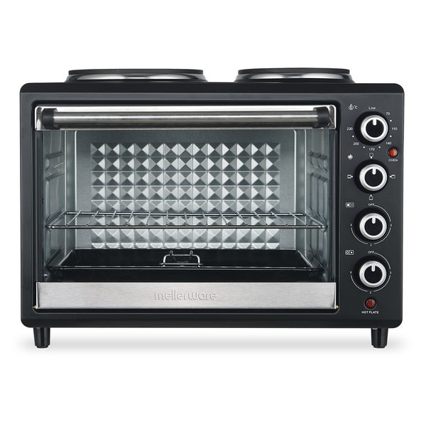Mellerware Mini Oven With Solid Hot Plates Steel Black 30L 3250W 