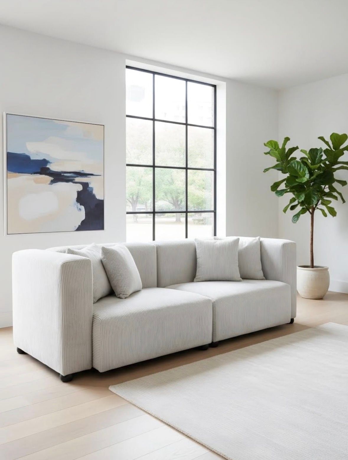 Corduroy 3 seater Couch - Beige