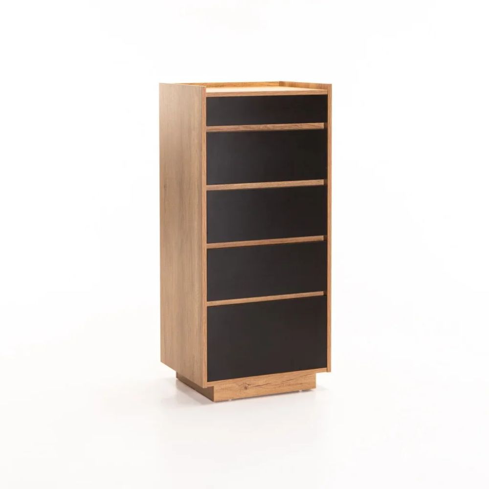 CENTO 5 Drawer Chest – Wild Oak & Black Modern Storage Cabinet