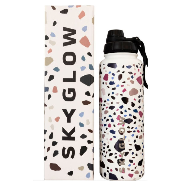 SkyGlow Double Wall Water Bottle-Gym Water Bottles-Sports Water Bottle-1.2L - White Galaxy