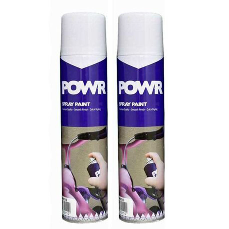 POWR Spray Paint Gloss White 300ml ( 2 Pack )
