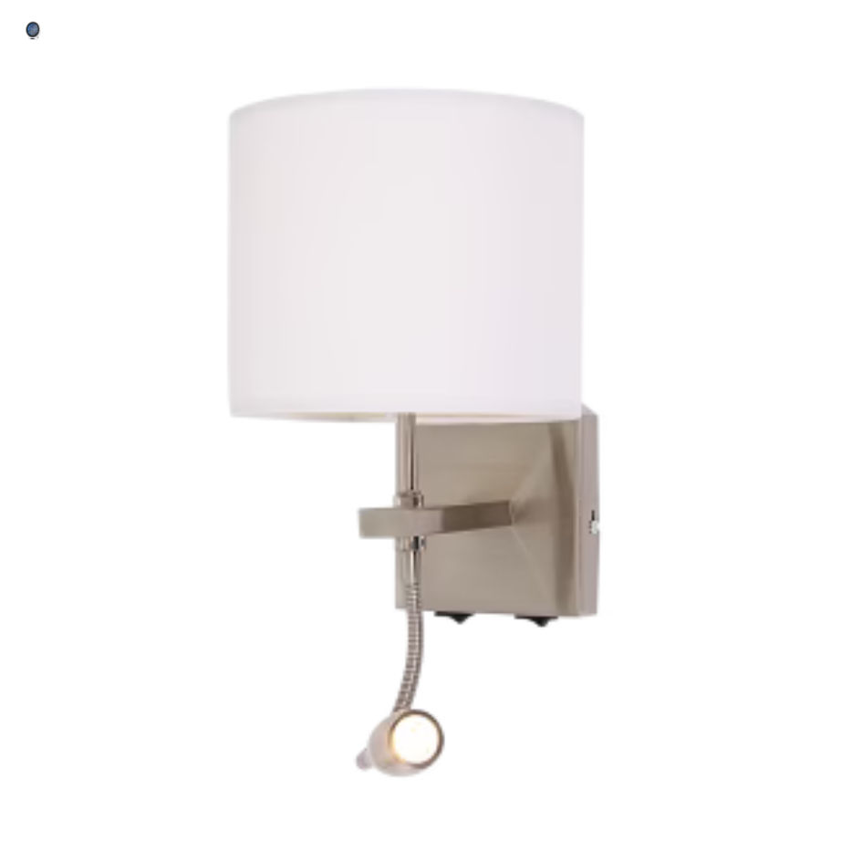 Satin Chrome Fitting with White Shade Gooseneck Arm for LED and two ...
