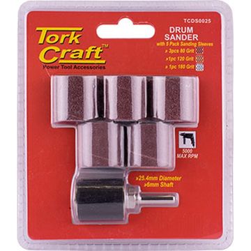 Drum Sander 25.4Mm Diam. 6Mm Shaft With 5/Pk Sanding Sleeves