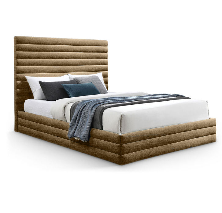 Lavinia Sleigh Bed Queen - Linen -Brown