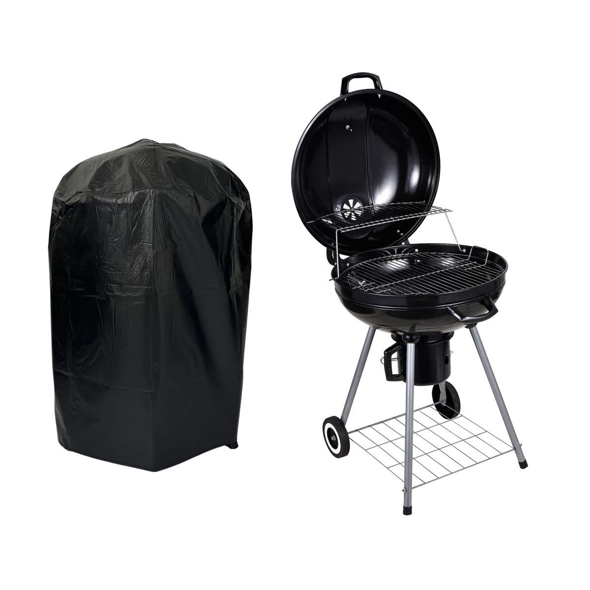 57cm Premium Charcoal Kettle Braai – with Hinged Lid & Protective Cover