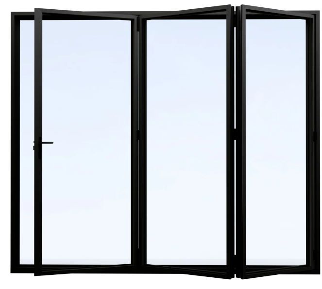 GreenLine Interiors Aluminium folding door Black 3 panel Left hand opening W2400MM x H2100MM