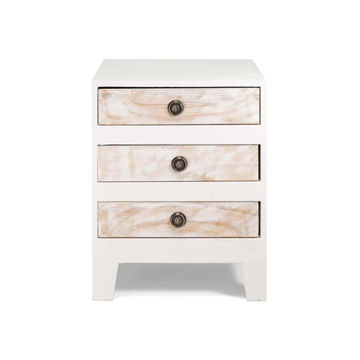 Furnwood Bedside Table Three Drawer Washed