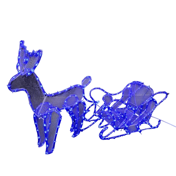 ZYF-D220 Reindeer Sledge With 12M LED Tube Lights Blue