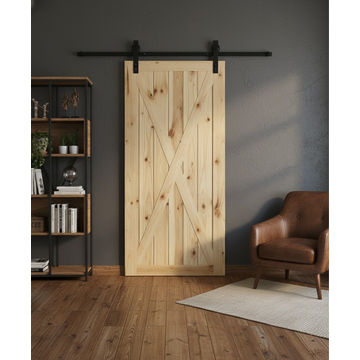 X-Brace Barn Door with Vertical Slats & Hardware Kit (2100mm x 920mm x 36mm)