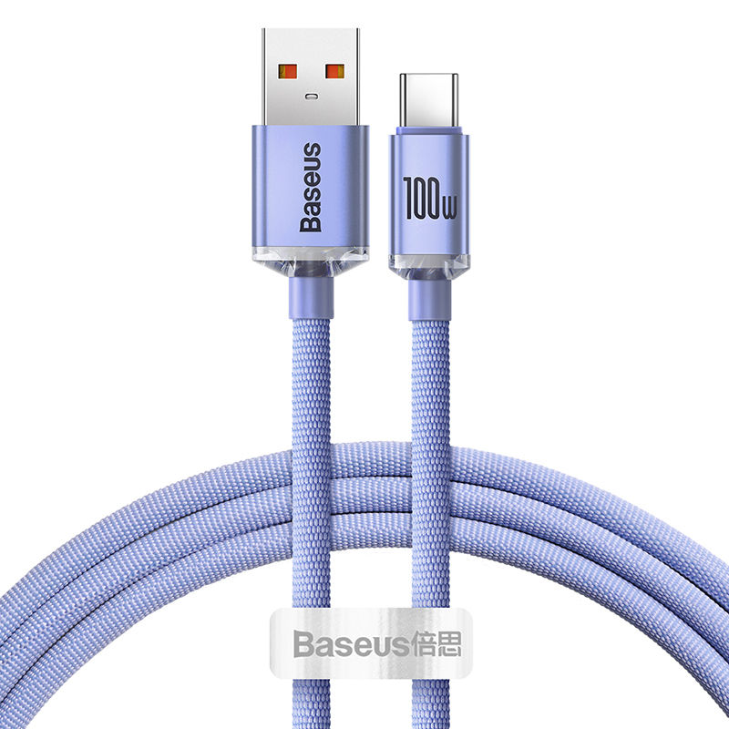 Baseus Crystal Shine Series Fast Charging Data Cable USB to Type-C 100W 1.2m - Purple