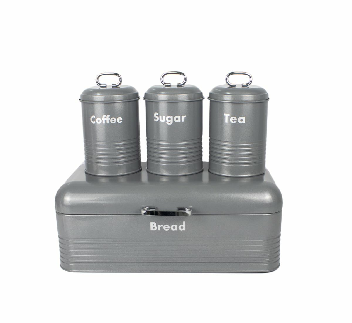 Homepro - 4Pc Retro Bread Bin Set - Grey