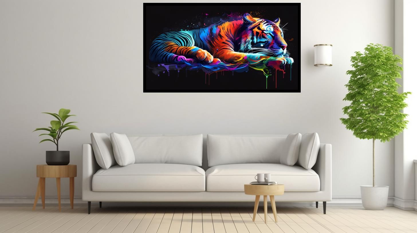 Canvas Wall Art - Sleeping Cheetah Painting - B1605 [120 x 80 cm]