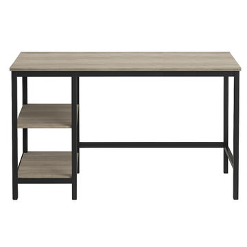 Modern Study Desk with Shelves - Greige - Black