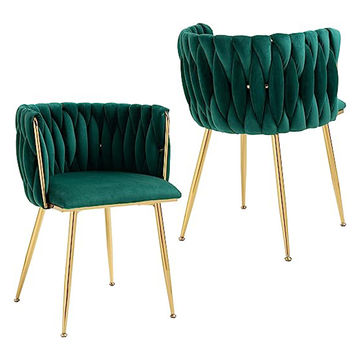 Angelique Dining Chairs With Metal Legs-Green