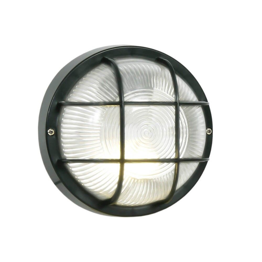 Round Grid PVC Bulkhead - Black Ip44 Es