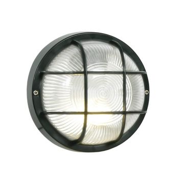 Round Grid PVC Bulkhead - Black Ip44 Es