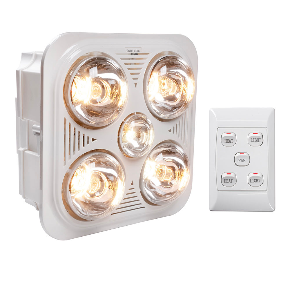 Bathroom Square 3 In 1 White Heater Light & Extractor