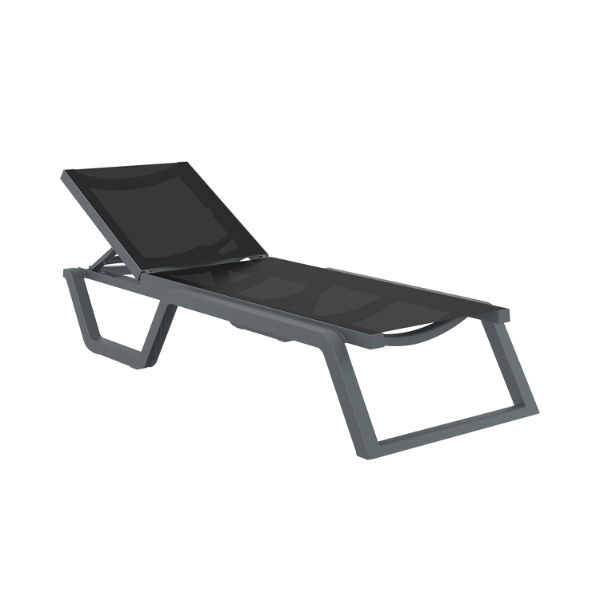 Siesta exclusive Rio PRO Sunlounger - Dark Grey Frame with Black Fabric