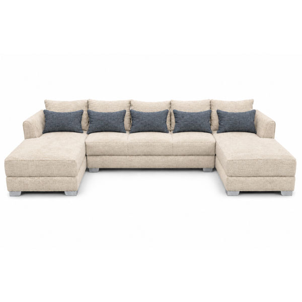 Coachella U Shape Corner Sofa-Woven Fabric White