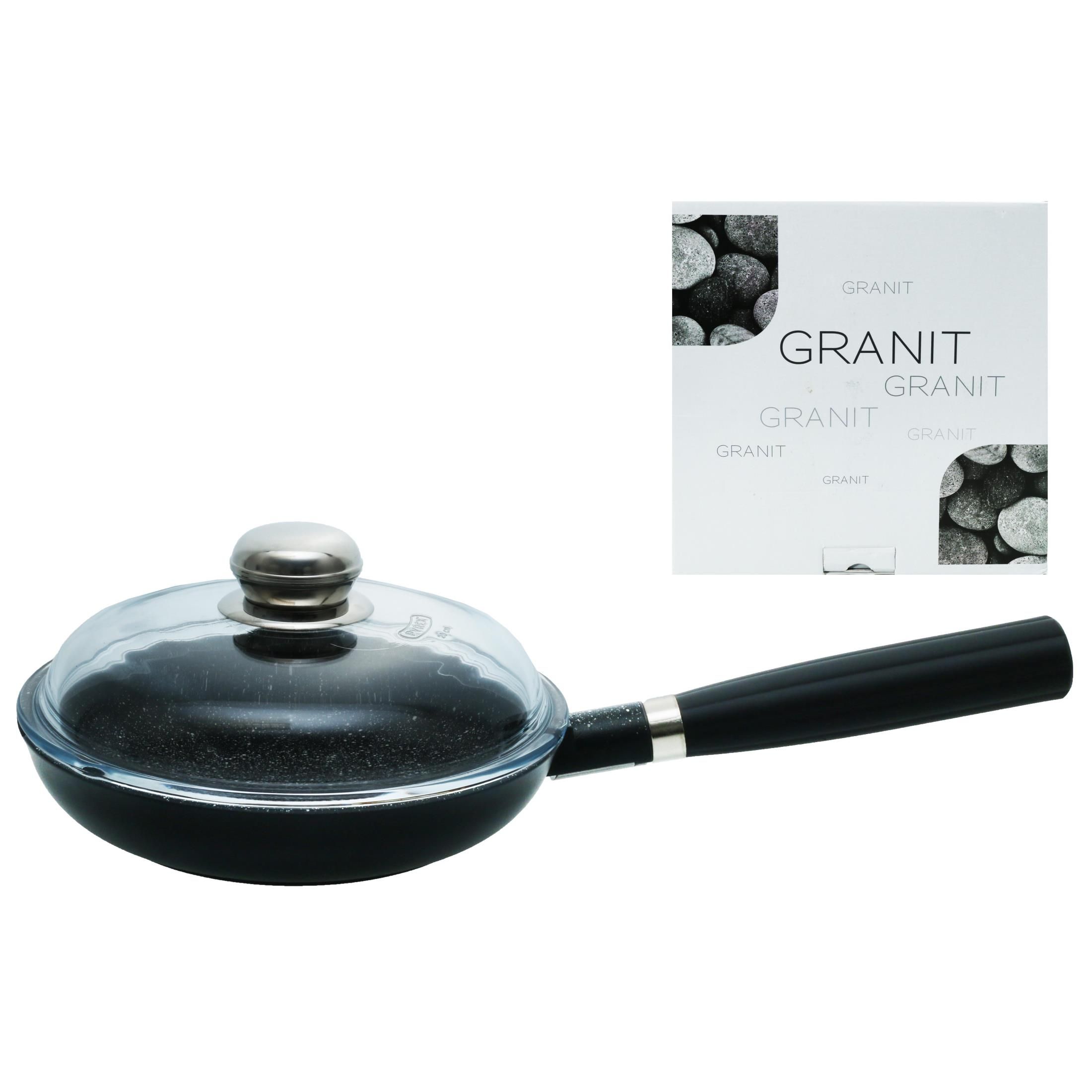 Granit Shallow Frying Pan With Pyrex Lid 20cm