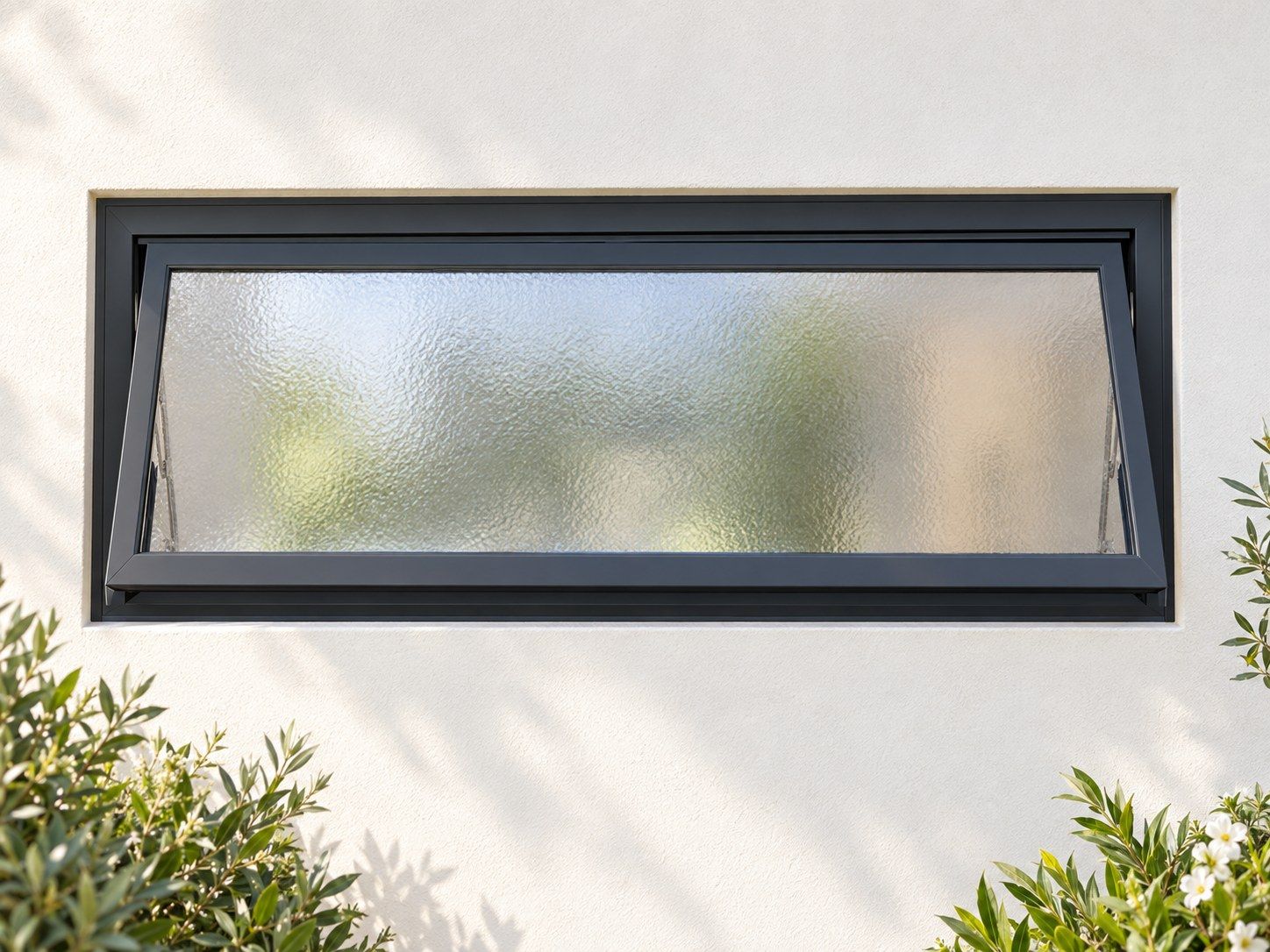 Kenzo Premium Top-Hung Aluminium Window - Charcoal, 900 400 mm, Single Opener, Obscure Safety Glass