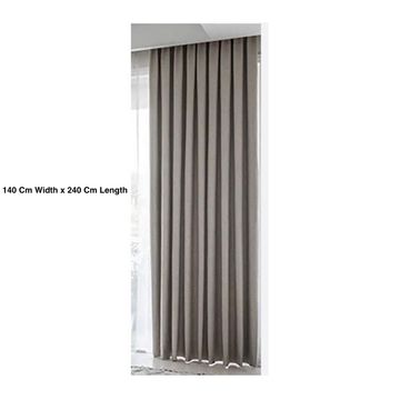 100% Blockout Light Brown taped curtain-140 Cm Width x 240 Cm Length