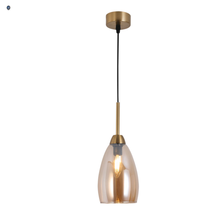 Metal with Amber Glass Pendant