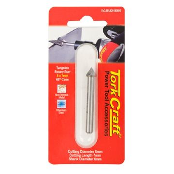 Tork Craft - Rotary Burr Tungsten 8x7x6mm 60 Degree Cone - 3 Pack