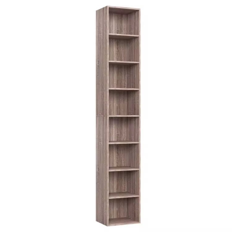 Modern Closed Back Bookshelf Engineered Wood Bookcase for Home Small Corner Bookshelf Shelf Corner Locker Floor Bookcase Narrow Gap Space-saving Storage Cabinet
