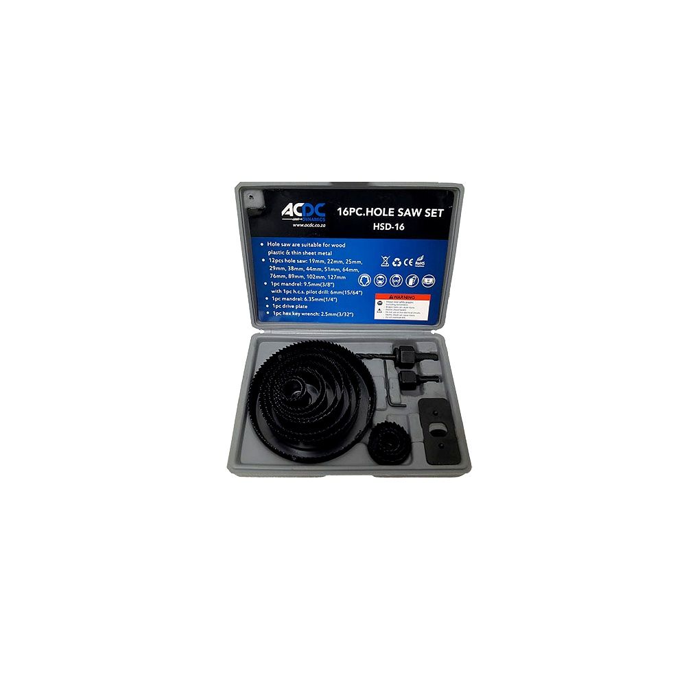 16‑Piece Hole Saw Kit – Heavy‑Duty Wood, Metal & Plastic Cutting Set with Carry Case