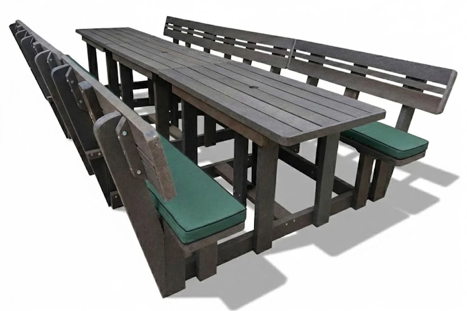 Recycled Plastic Picnic 3 piece set 12-Seater XXL Plus Backs (Green Cushions)