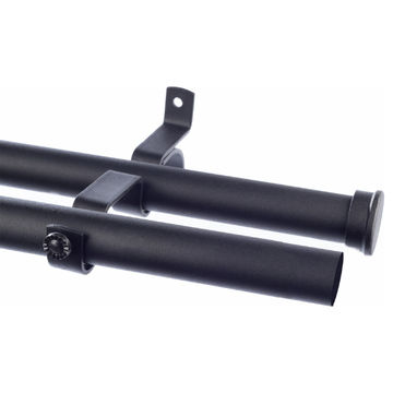 28MM DOUBLE POLE SET + END CAPS MATT BLACK- 1.5m