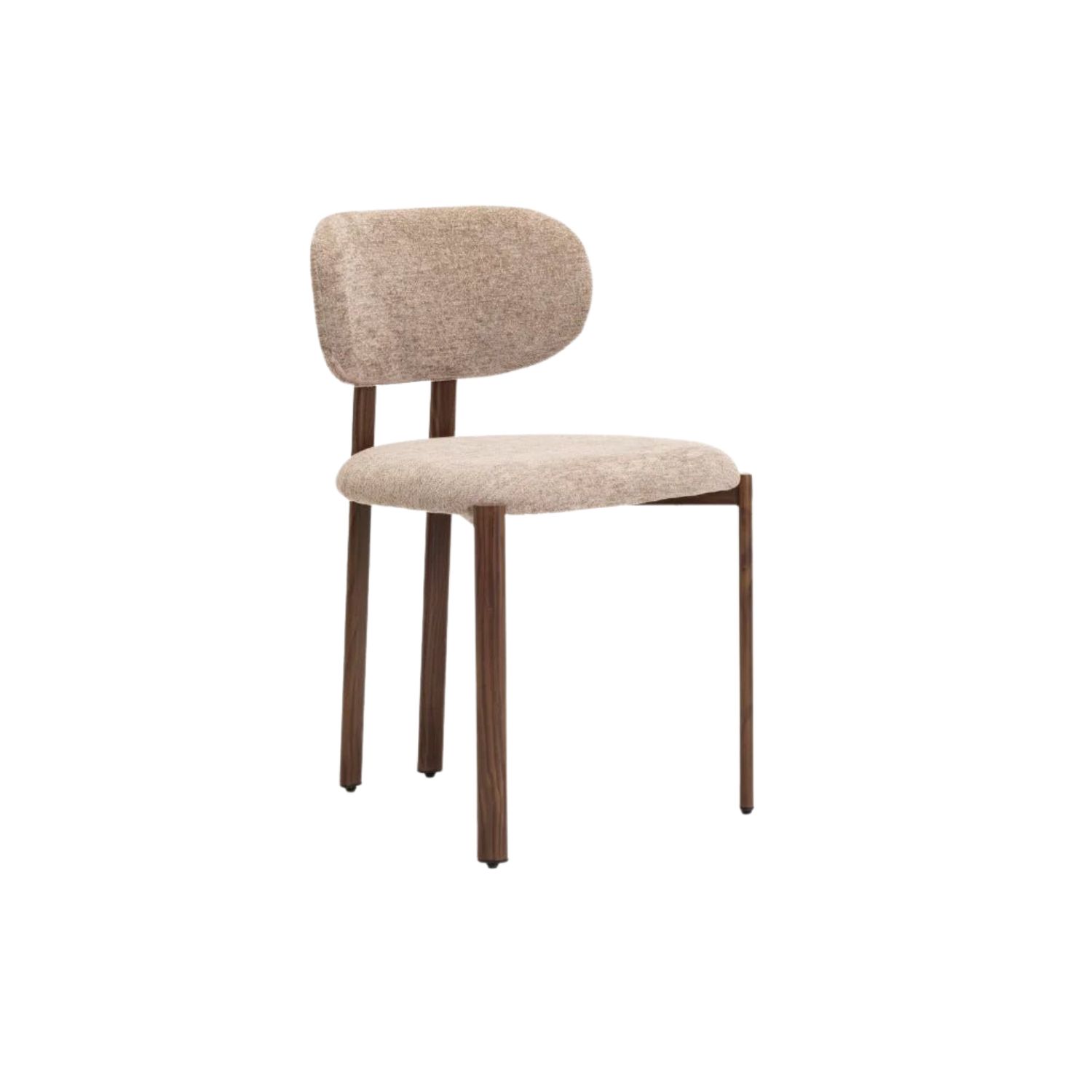 Latte Fabric Dining Chair with Walnut-Style Legs