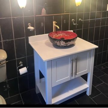 White Vanity Unit – Two Door with Bottom Storage