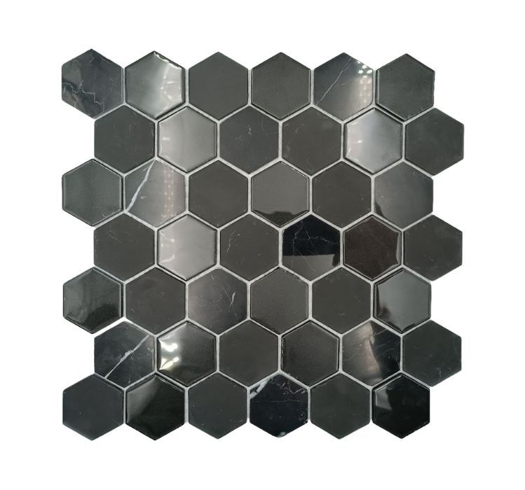 Mosaic Glass - Medium Shadow Hexagon- 300x300 (per sheet)