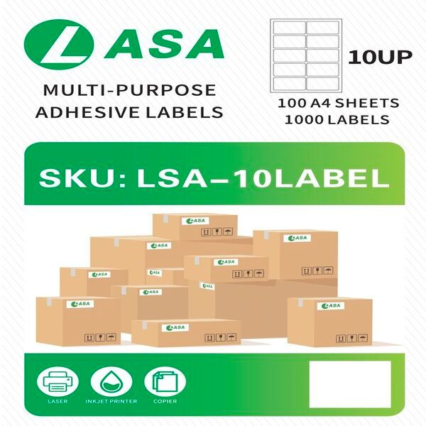 LASA 10up Self Adhesive Label A4 Size 100 Sheets