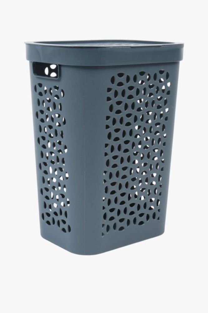 50L OTIMA SLIMLINE PLASTIC LAUNDRY BASKET WITH LID Compact & Modern Laundry Storage