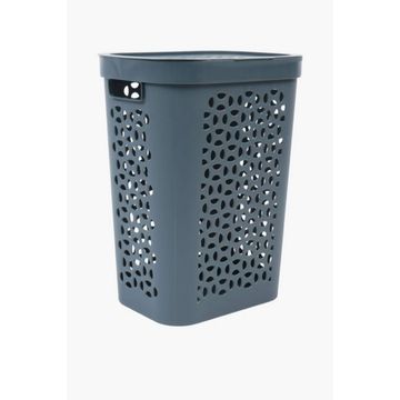50L OTIMA SLIMLINE PLASTIC LAUNDRY BASKET WITH LID Compact & Modern Laundry Storage