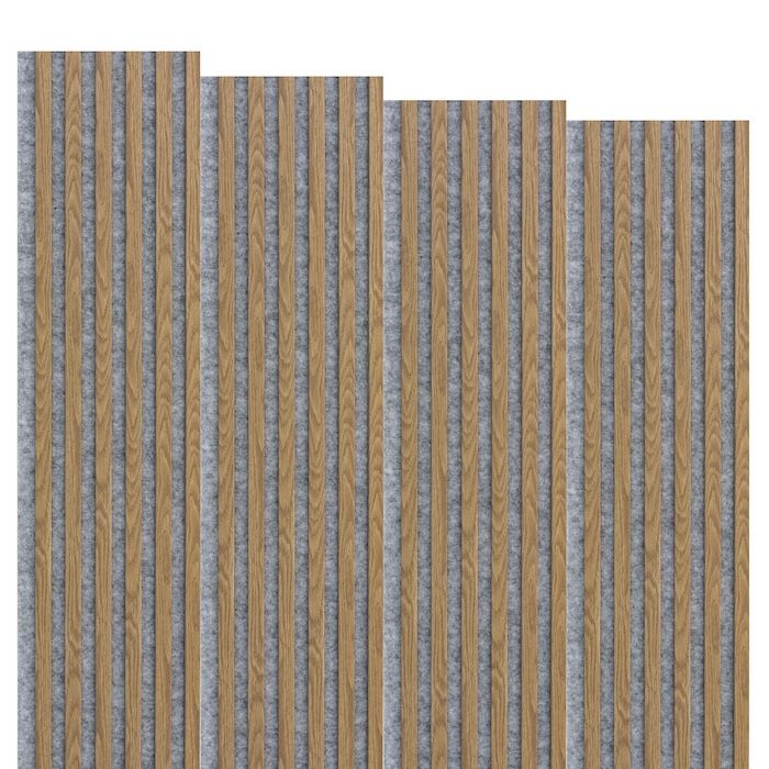 Marbet Design Woodline - 4 units x Light Oak Lamella Panel on Grey Felt - 2700 x 300 mm